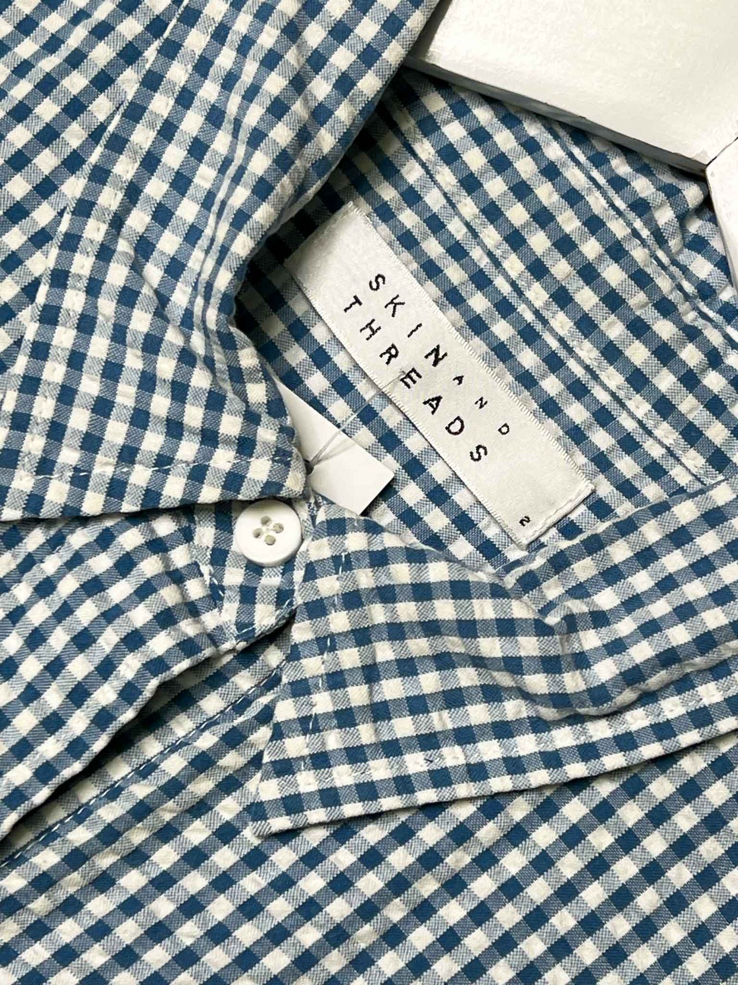 Size 2 (M) | Skin and Threads Cotton Seersucker Gingham Mini Dress