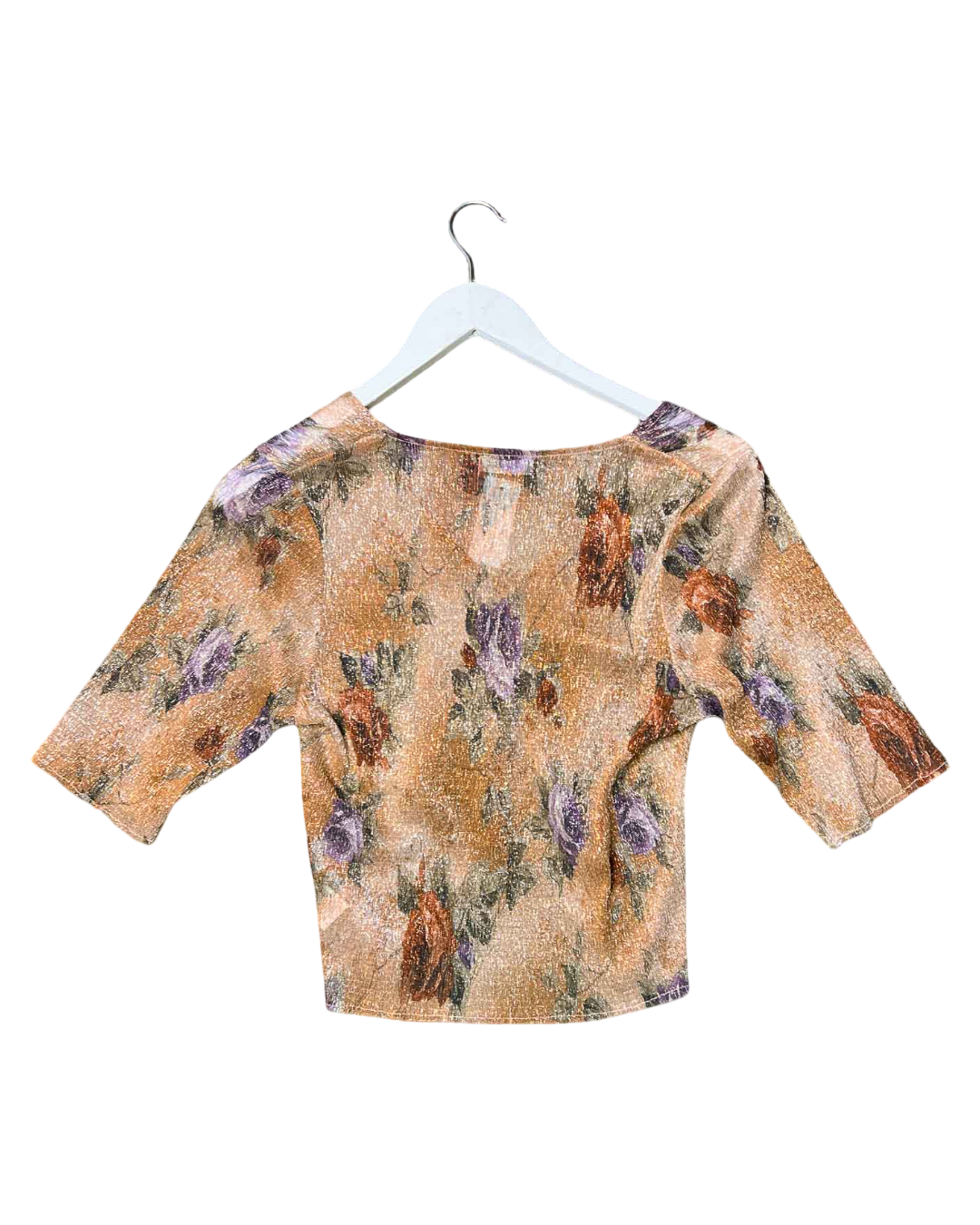 Size 12 (L) | Lonely Sparkly Flower Mesh Cropped Top