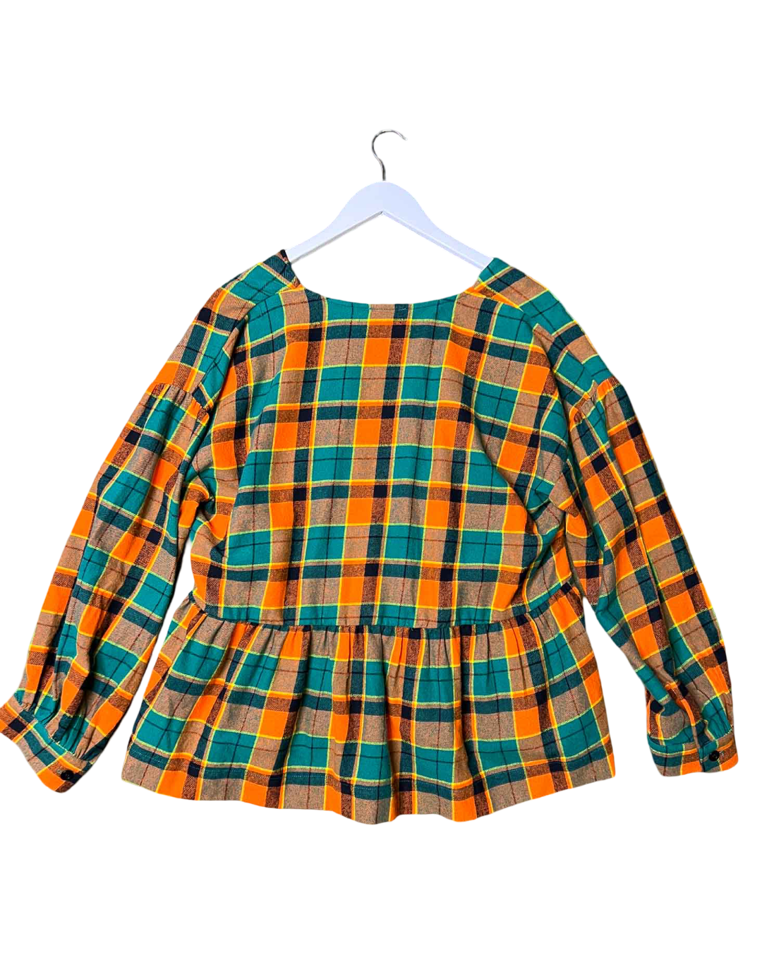 Size 12 (L) | OBUS Plaid Cotton Long-Sleeve Top