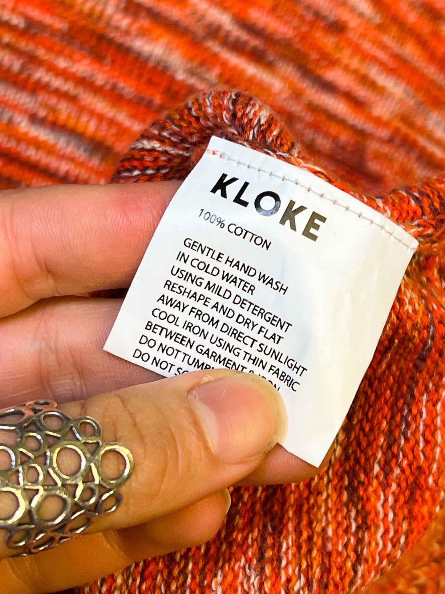 Size XS | Kloke Orange Cotton Space-Dye Knit Jumper