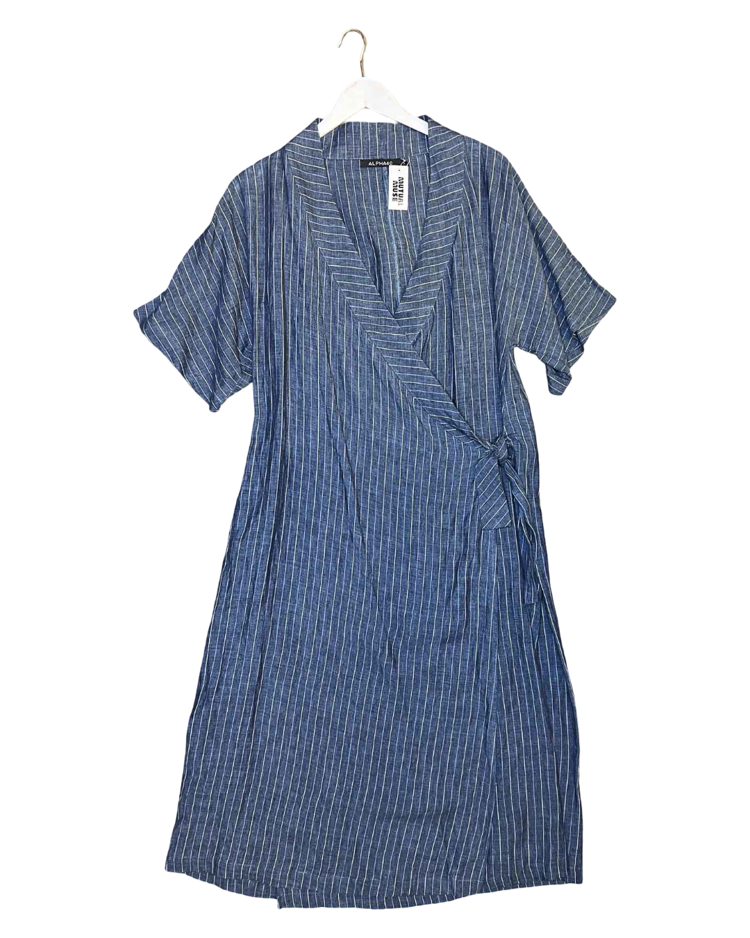 Size XS | Alpha60 Linen Pinstripe Wrap Dress