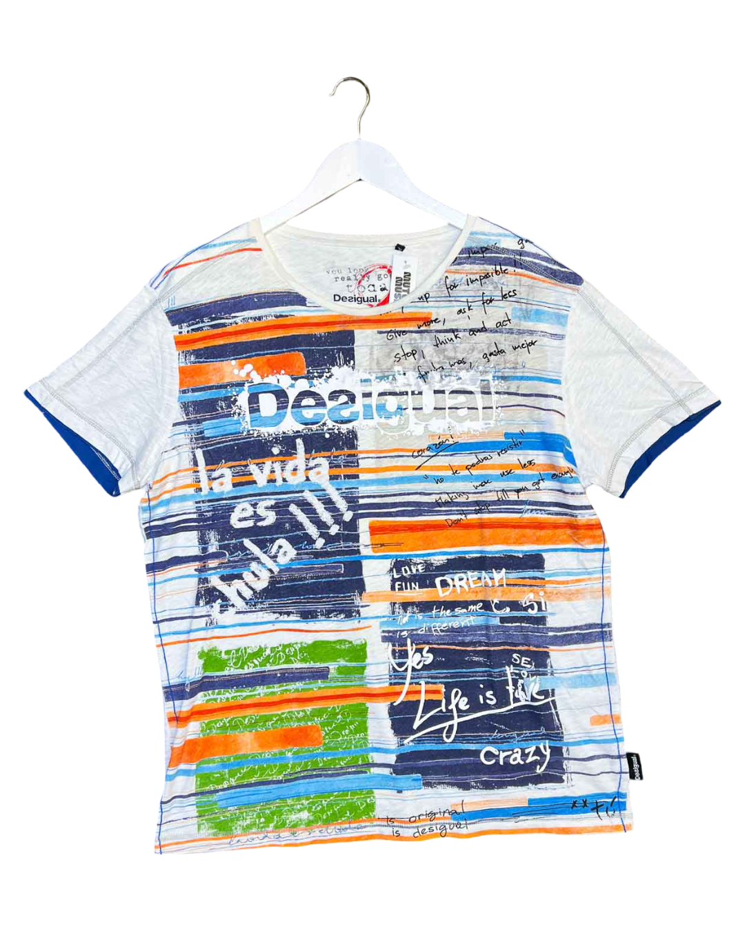 Size XL | Desigual Cotton Printed Stripe T-shirt