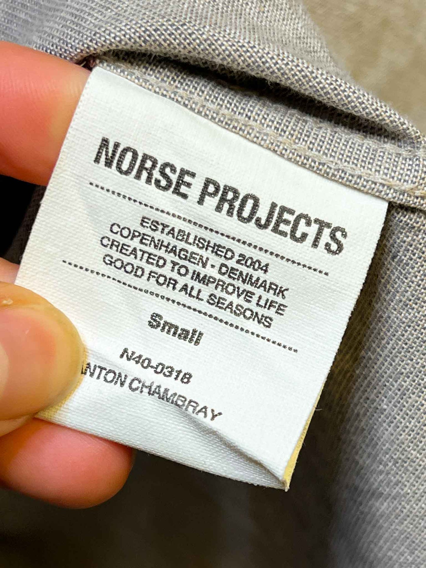 Size S | Norse Projects Cotton Anton Chambray Shirt