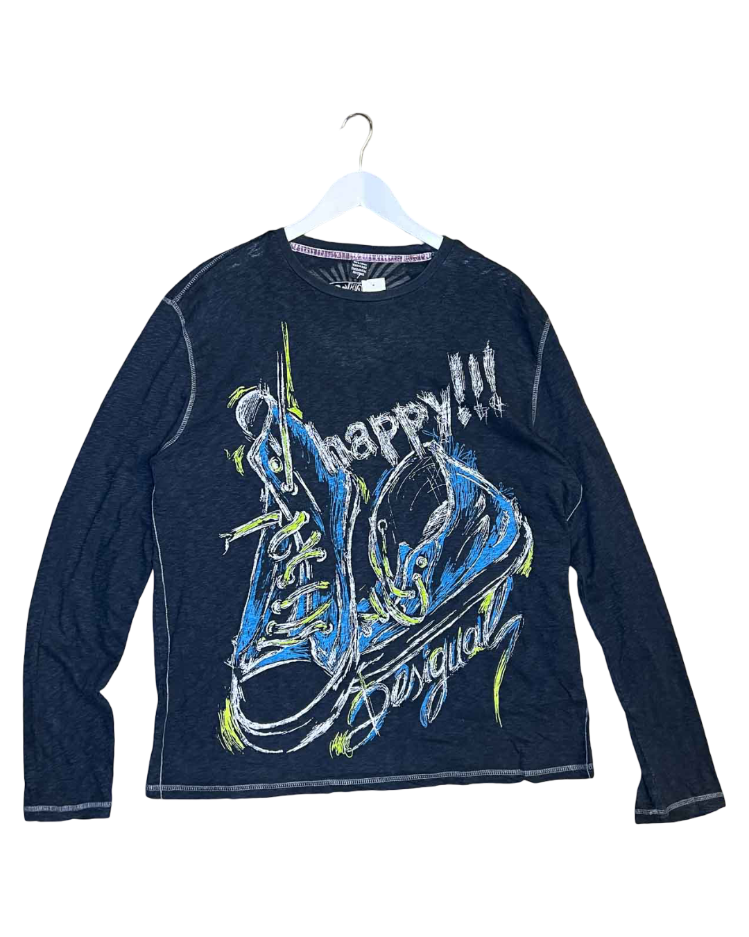 Size XL | Desigual Happy Cotton Long-Sleeve T-shirt