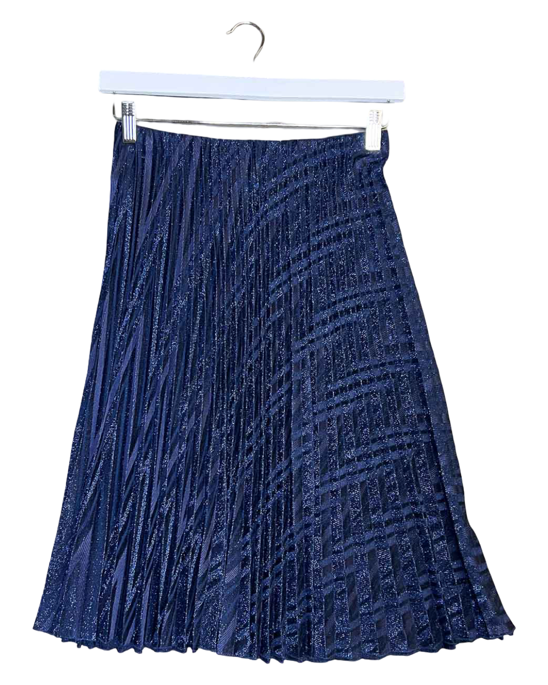 Size S | Missoni Collection Navy Pleated Glitter Midi Skirt