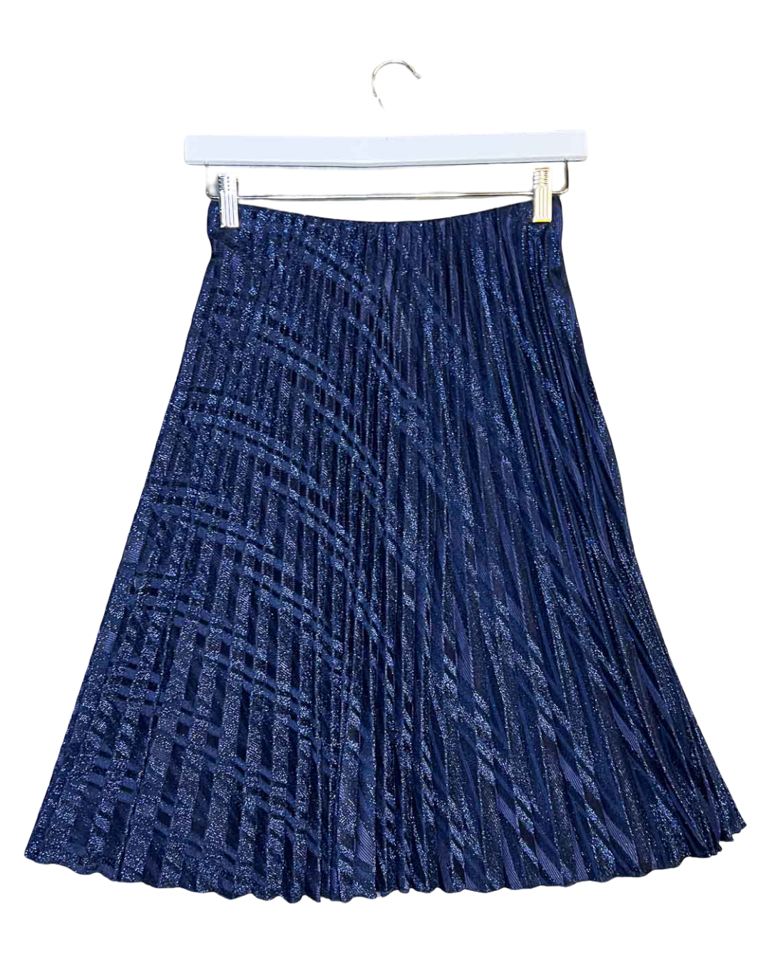 Size S | Missoni Collection Navy Pleated Glitter Midi Skirt