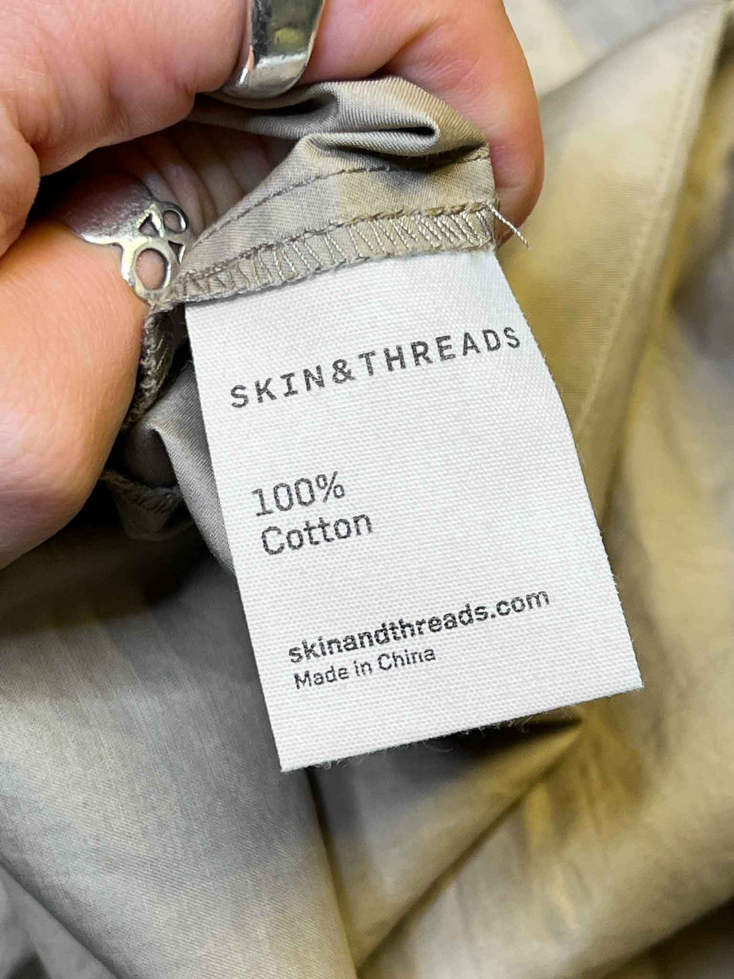 Size 2 (M) | Skin + Threads Cotton Beige Midi Skirt