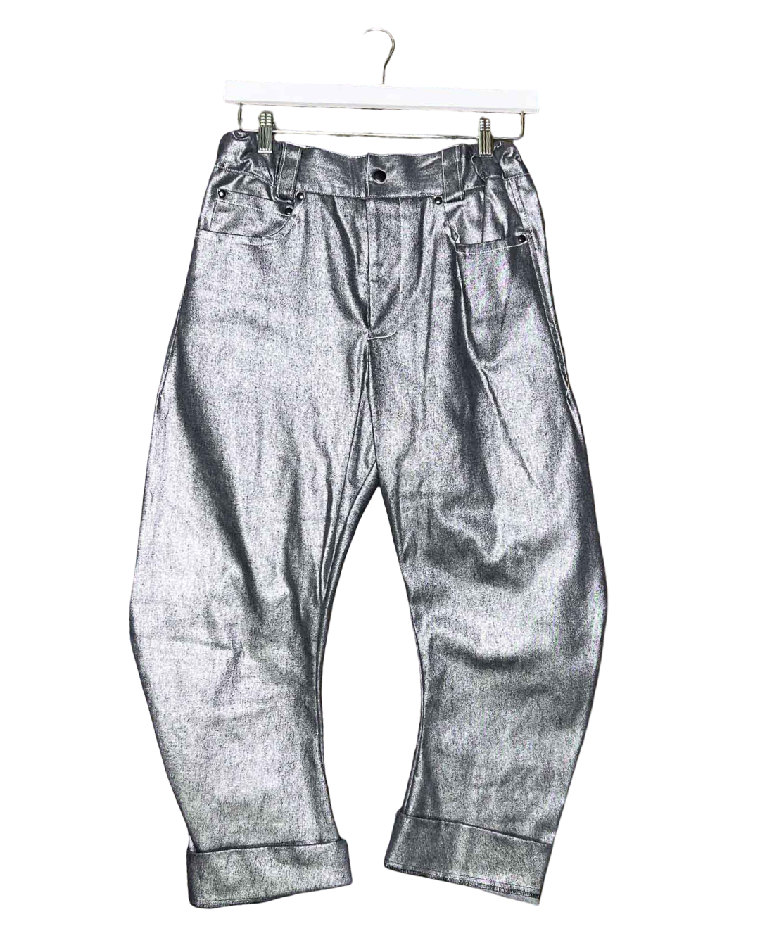 Size 12 | FOOL Metallic Silver Kite Pants
