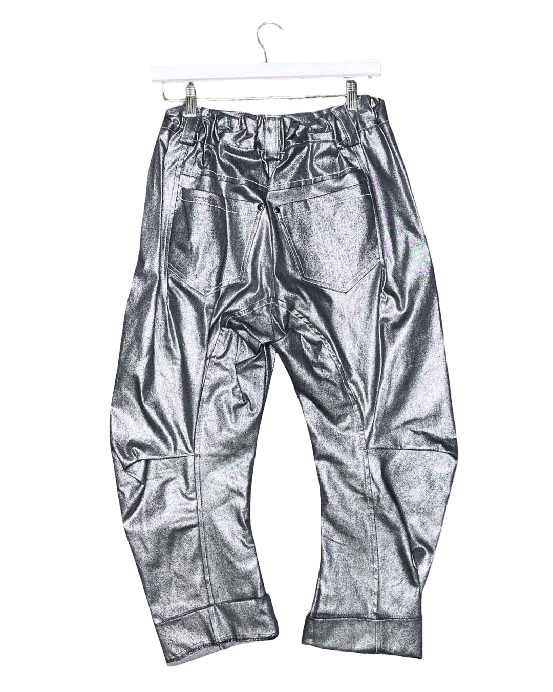 Size 12 | FOOL Metallic Silver Kite Pants