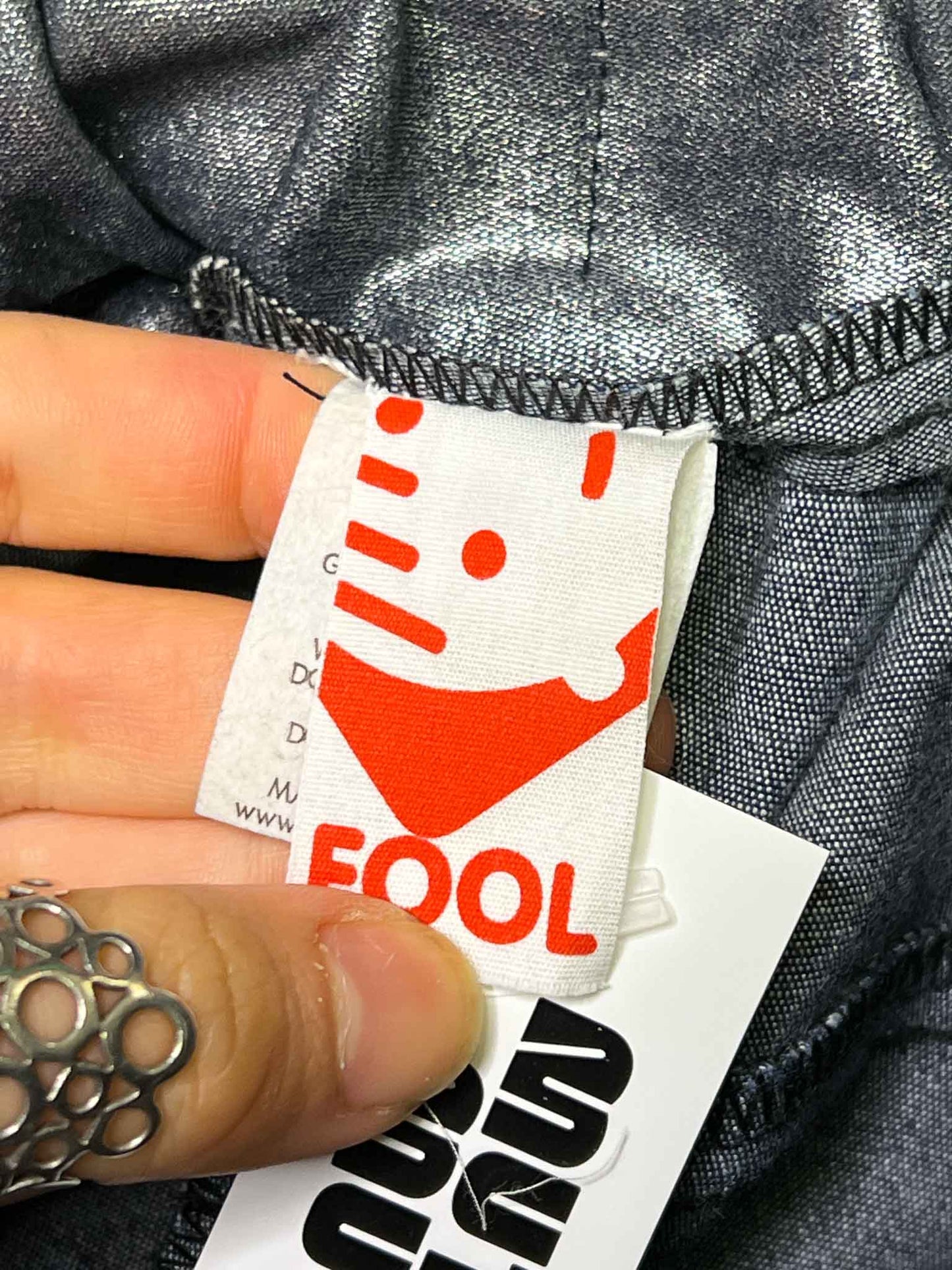 Size 12 | FOOL Metallic Silver Kite Pants