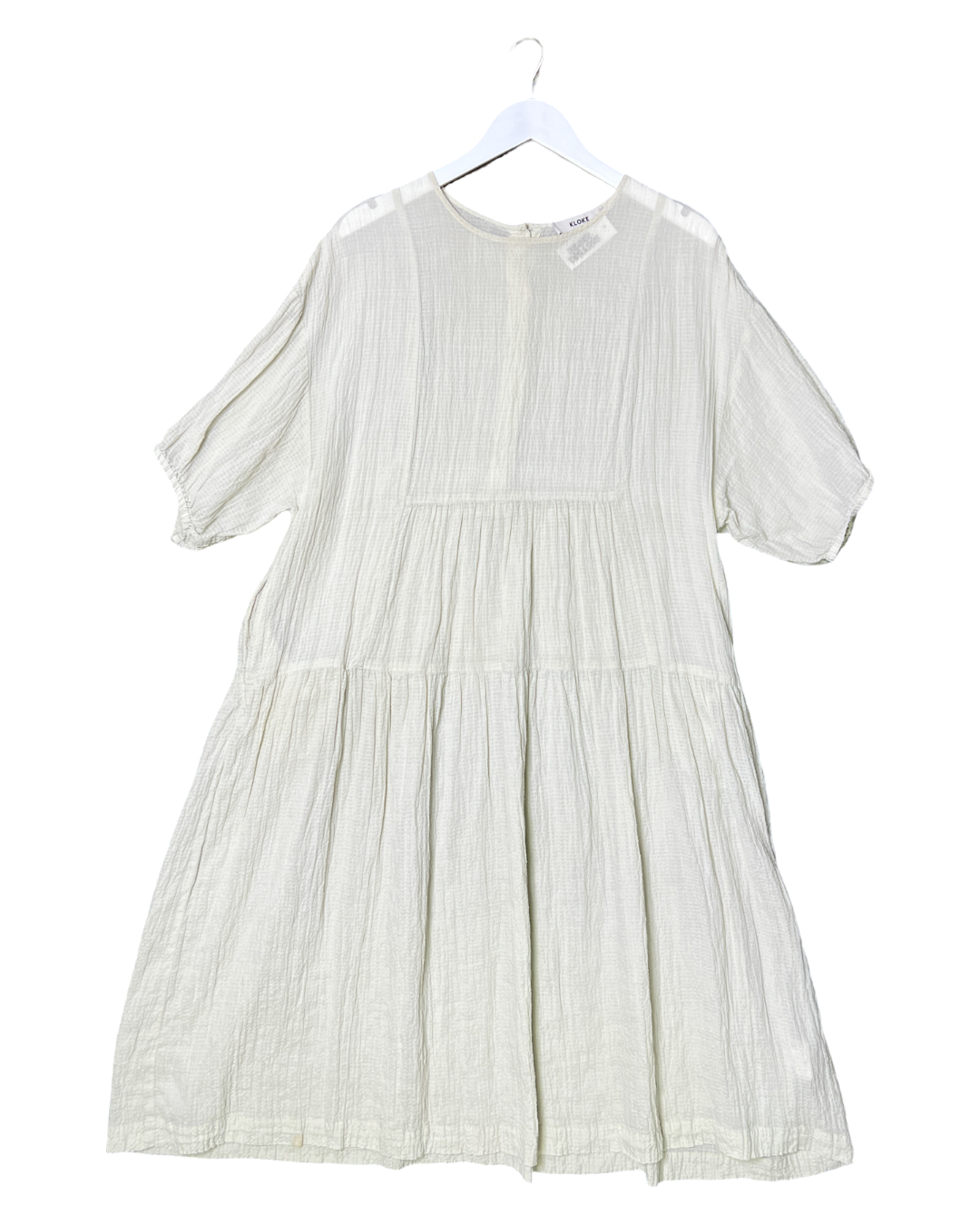 Size M | Kloke Sage Seersucker Tiered Midi Dres