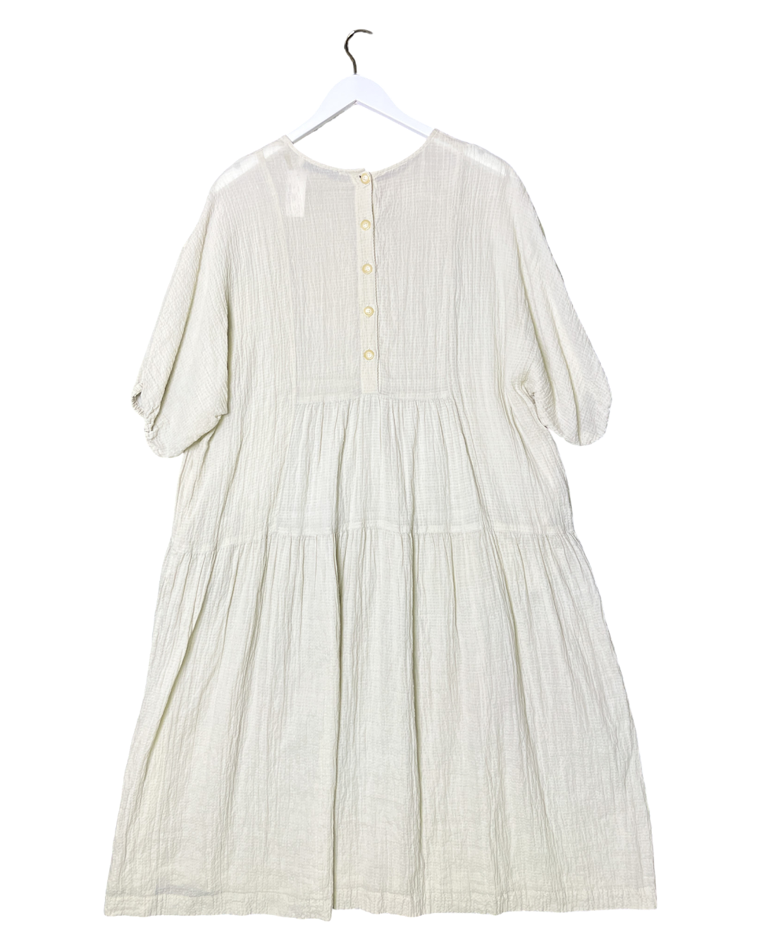 Size M | Kloke Sage Seersucker Tiered Midi Dres