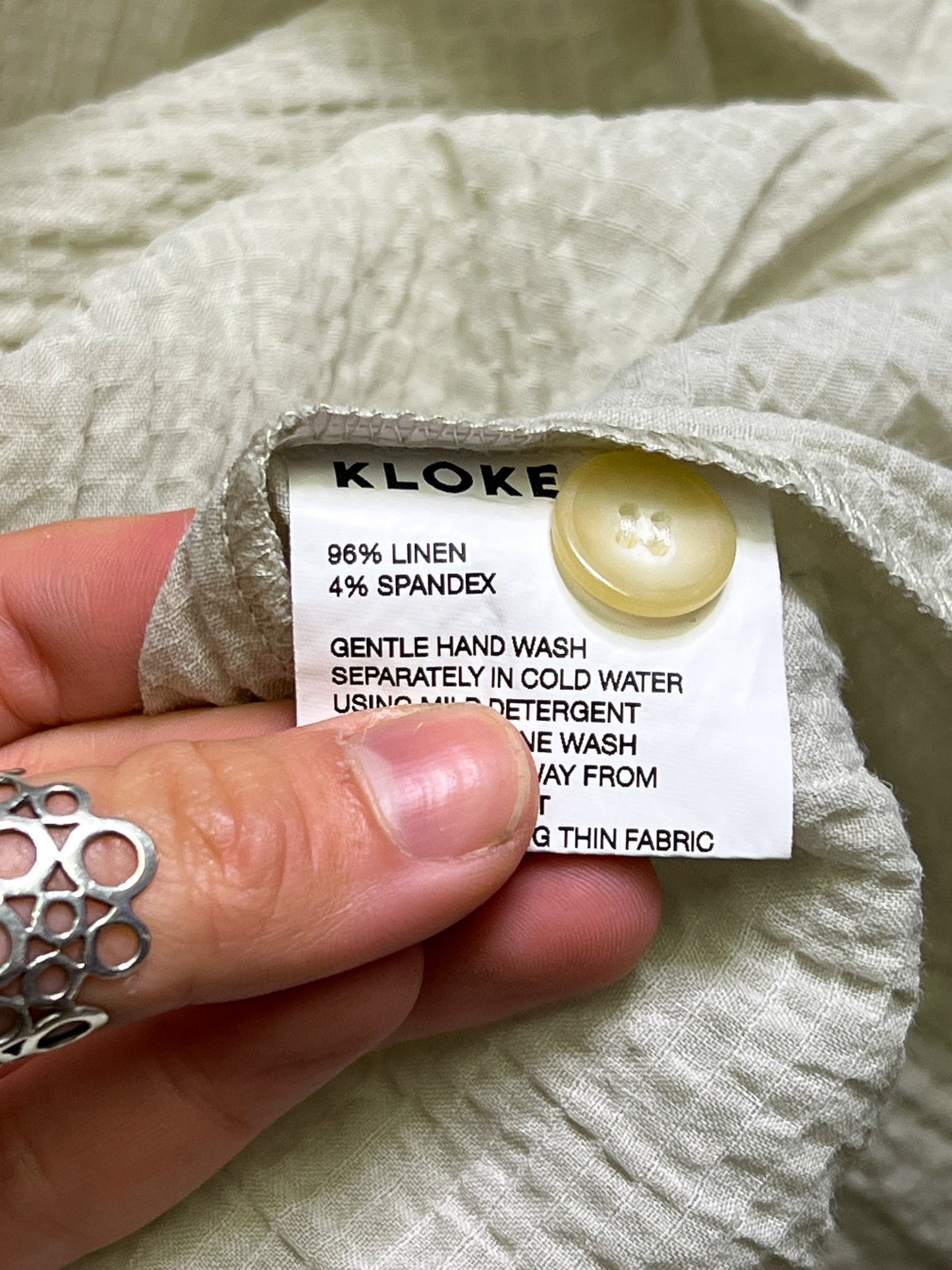 Size M | Kloke Sage Seersucker Tiered Midi Dres