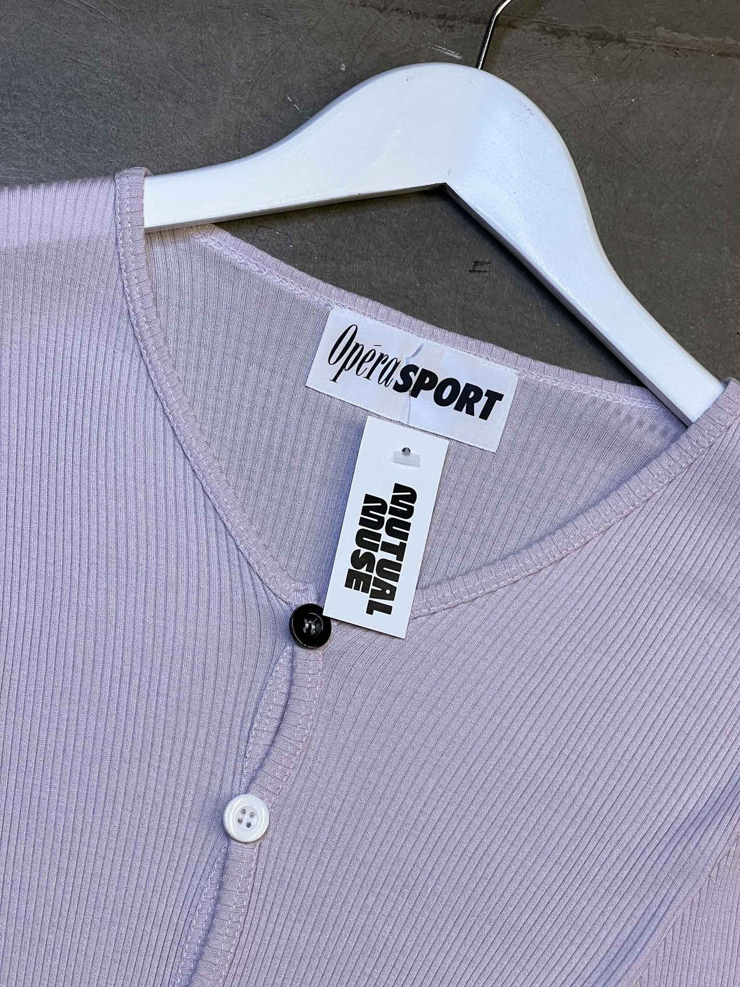 Size S | Opéra Sport Lilac Ribbed Long-Sleeve Top