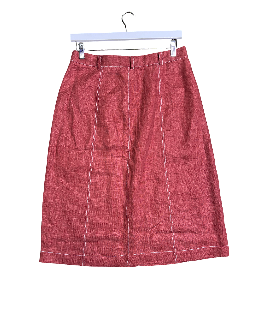 Size M | Nancybird Contrast Stitch Linen Skirt