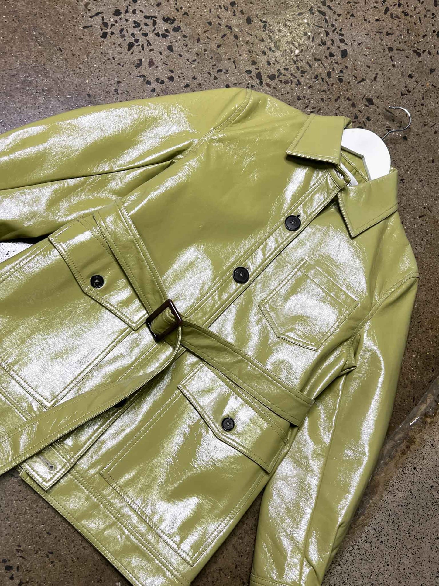 Size 6 | Incu Collection Patent Vegan Leather Jacket