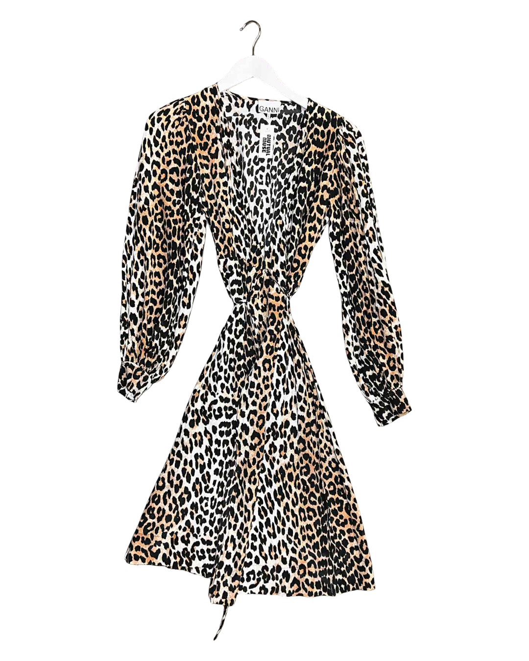 Size 34 (XS) | Ganni Leopard Print Wrap Mini Dress