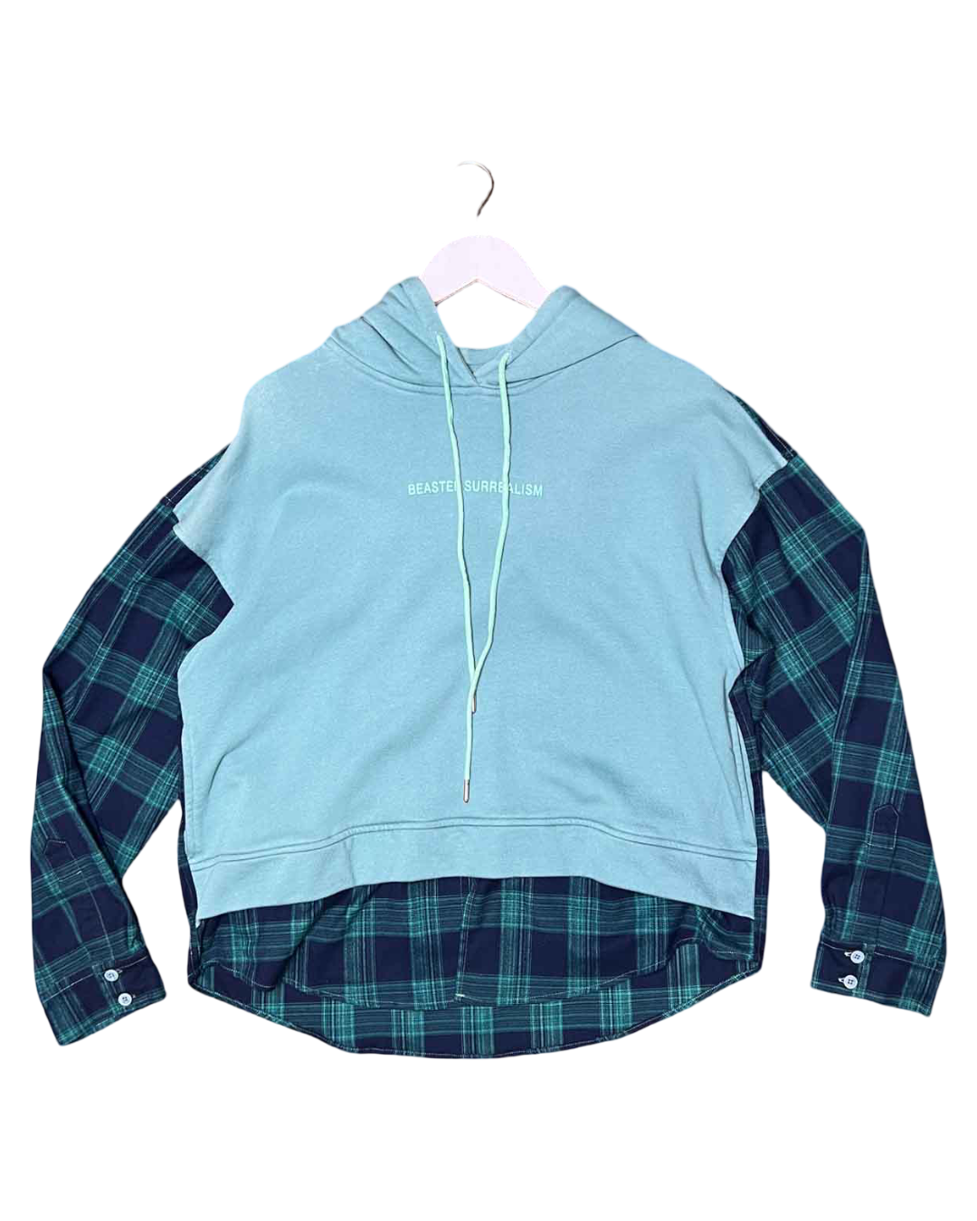 Size M | Beaster Unisex Plaid Hooded Jumper