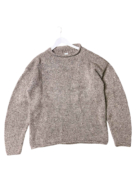 Size XL | Handmade Made in Nepal Ash-Brown Wool Jumper