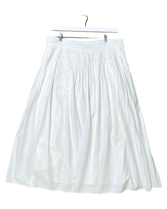 Size 16 | David Lawrence White Cotton Midi Skirt