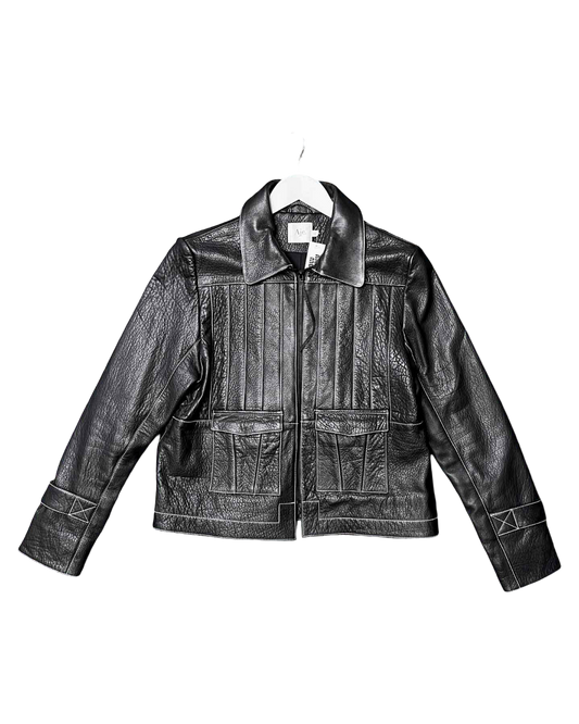 Size 12 | Aje Structured Contrast Stitch Leather Jacket
