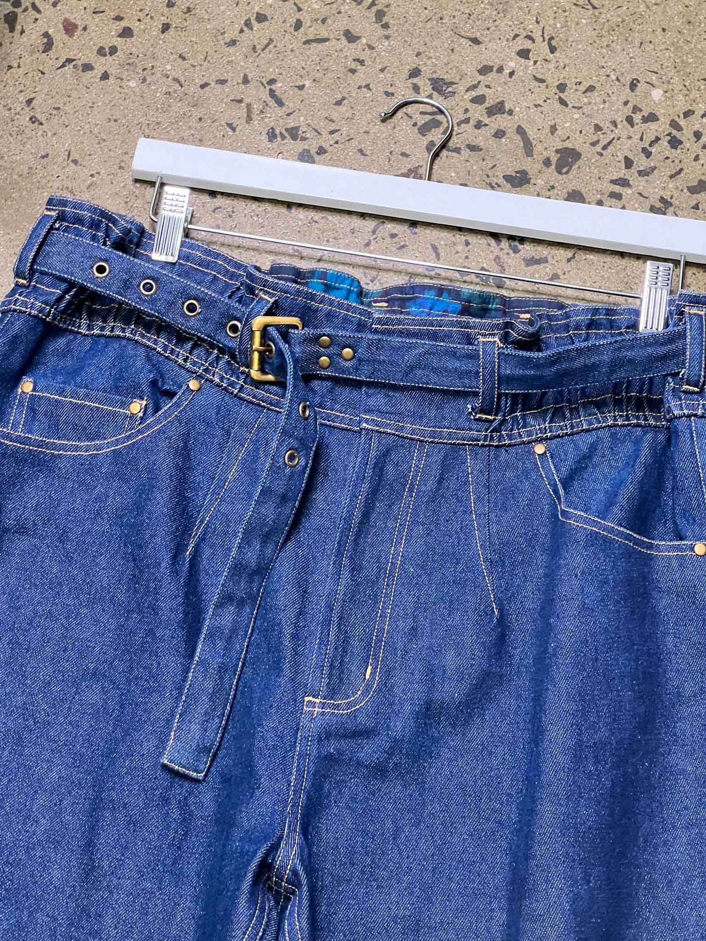 Size 3 (L) | Megan Park Paperbag Waist Indigo Jeans