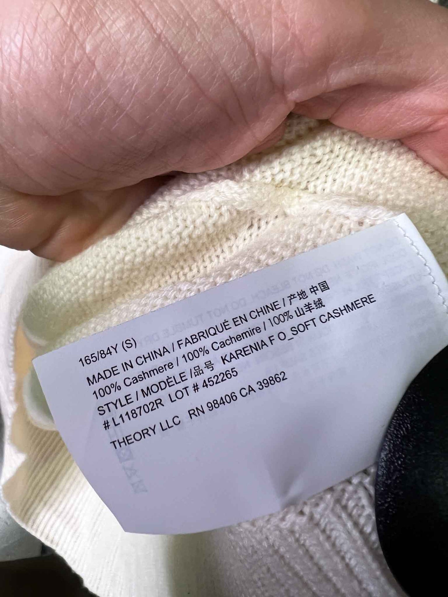 Size S | Theory 100% Cashmere Jumper