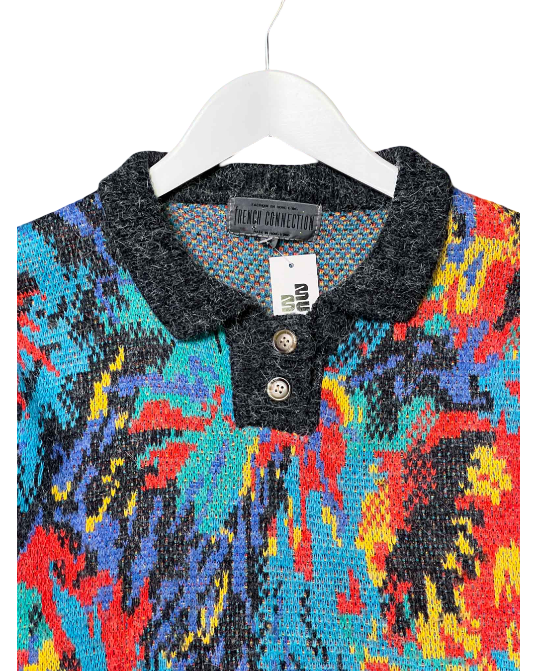 Size M | French Connection 80s Vintage Knit Polo Top