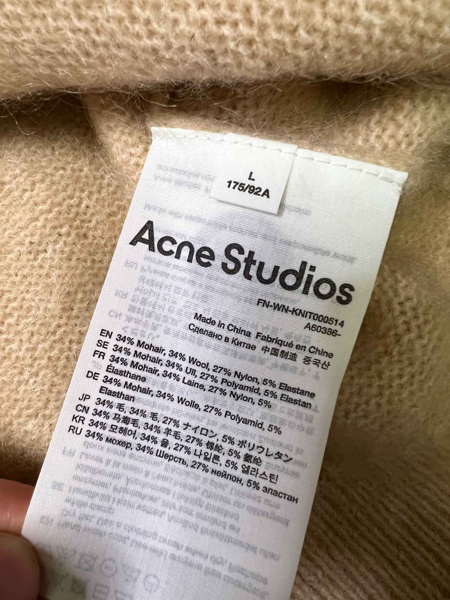 Size L | Acne Studios Mohair V-Neck Jumper With Tags
