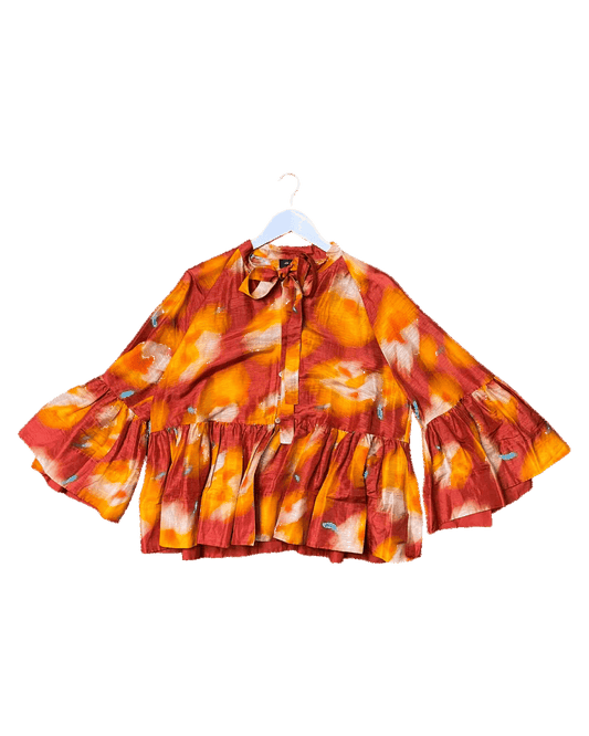 Size 4 (14) | Lee Mathews Silk / Linen Ruffled Top
