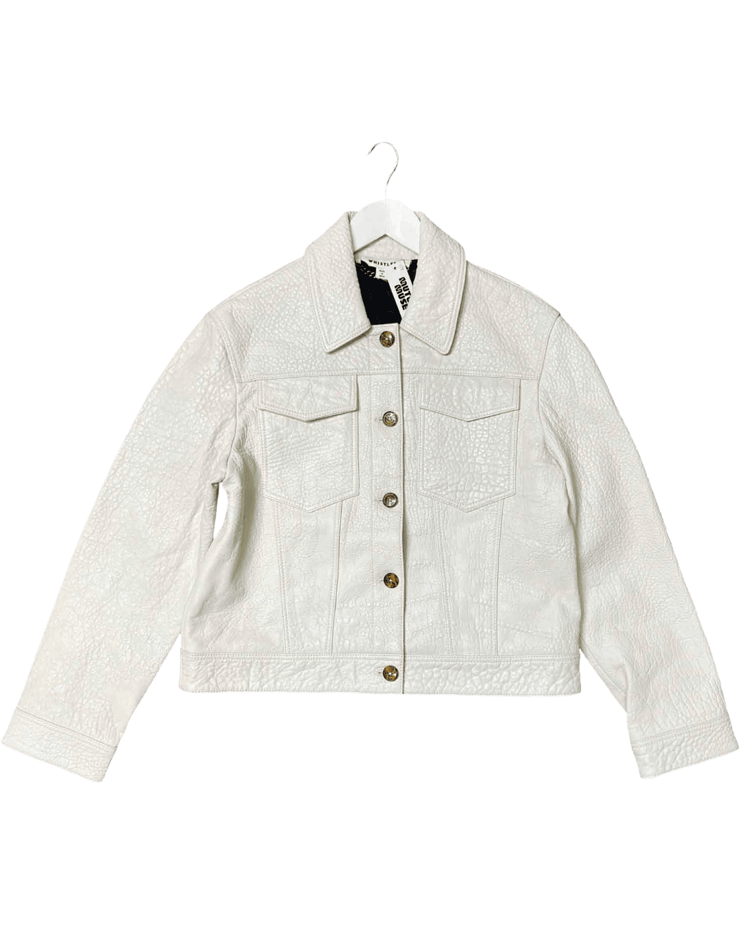 Size 12 | Whistles Leather Cropped Fit Jacket