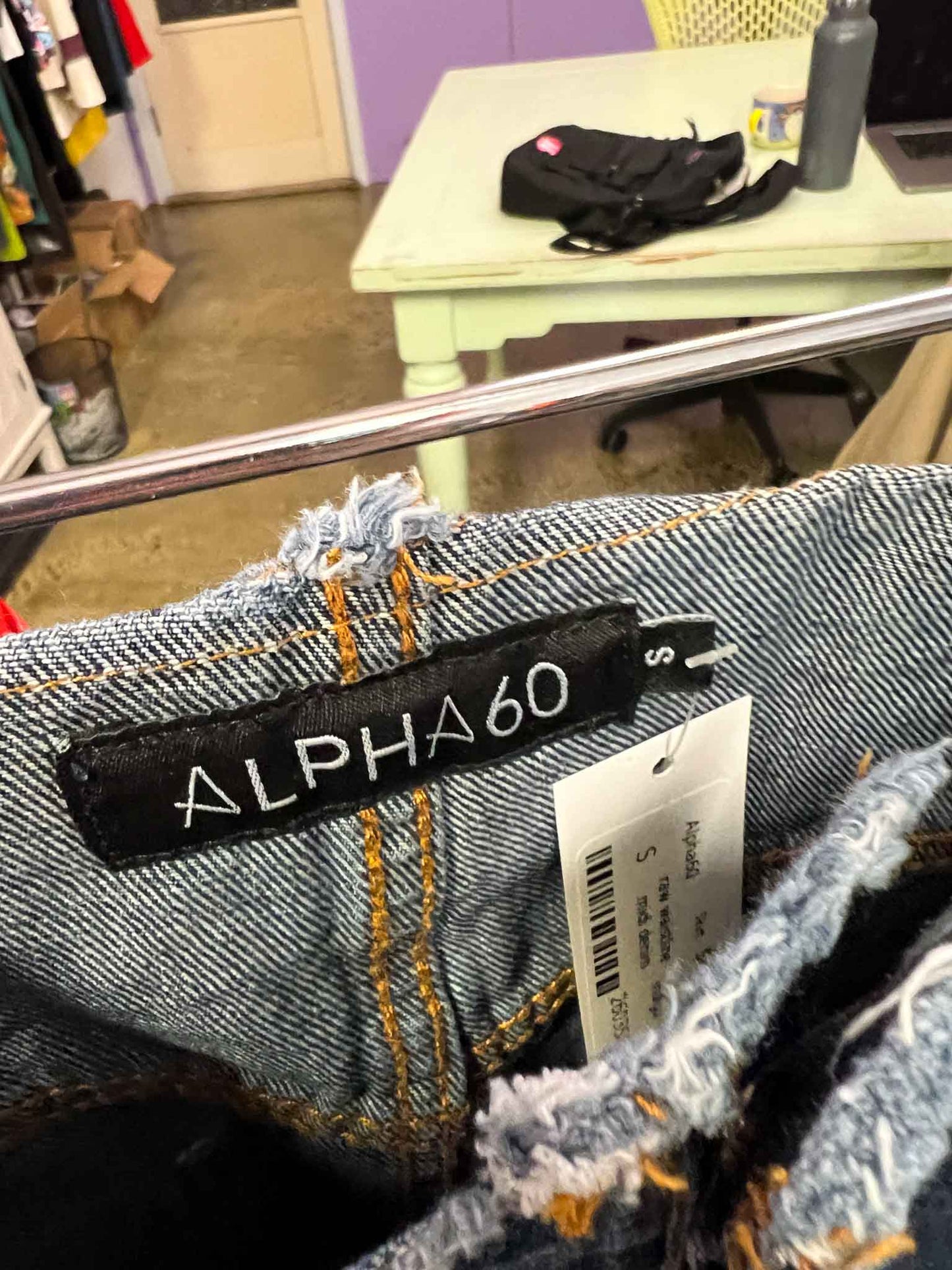 Size S | Alpha60 Raw Waist Denim Midi Skirt