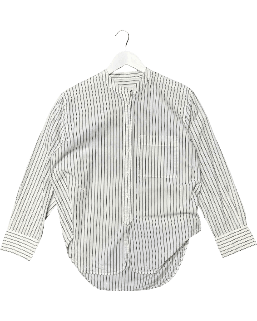 Size S | Oroton Collarless Striped Shirt