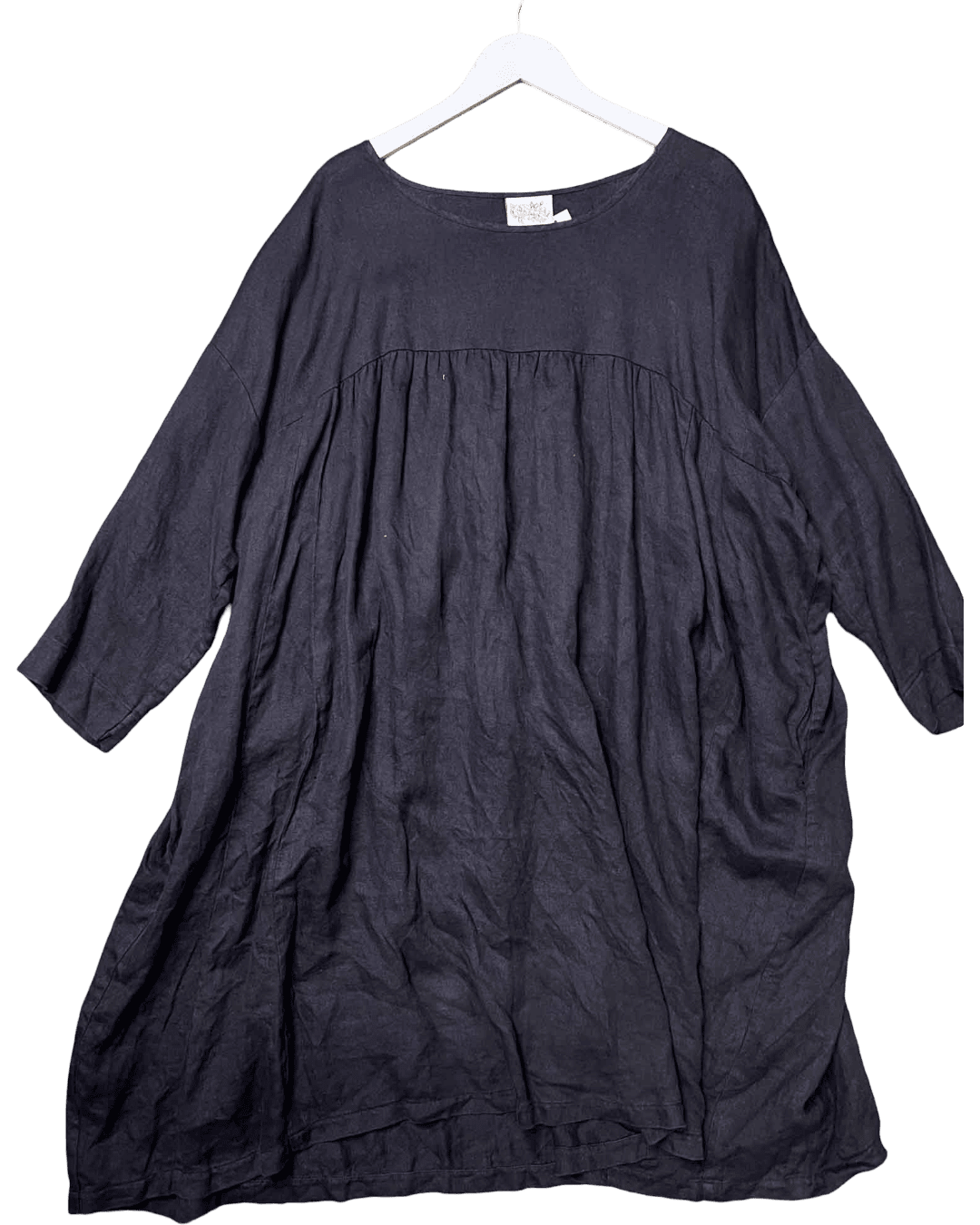 Size L / XL | Manteau Noir Linen Smock Dress