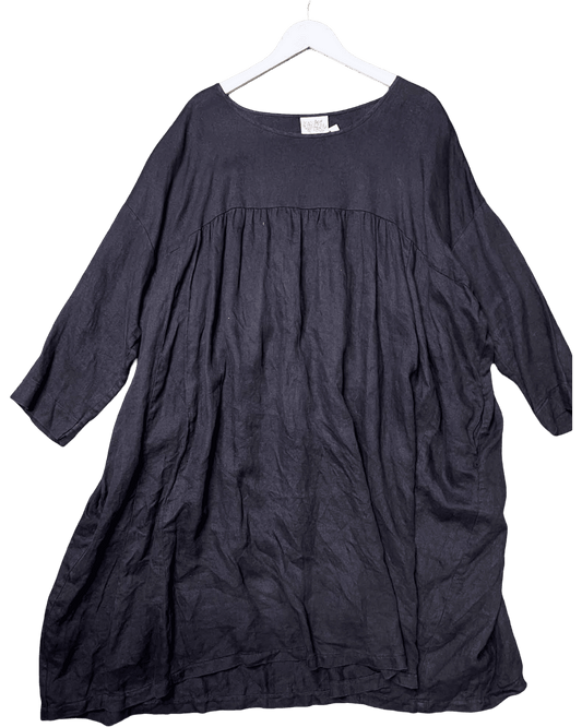 Size L / XL | Manteau Noir Linen Smock Dress