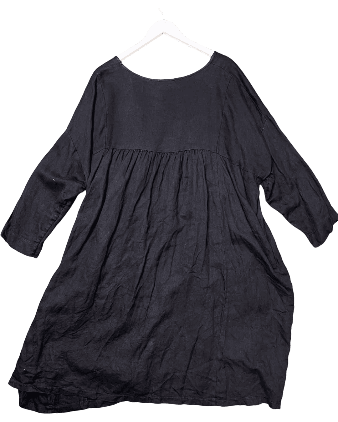 Size L / XL | Manteau Noir Linen Smock Dress