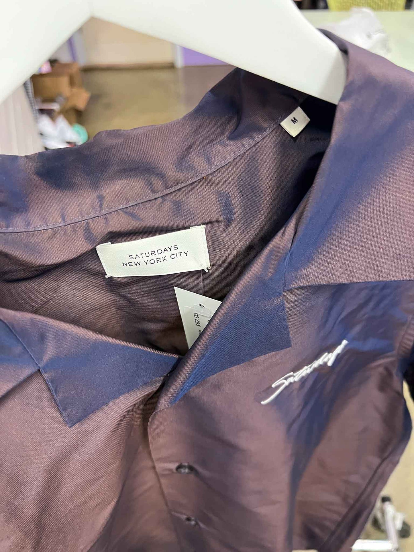 Size L | Saturdays NYC Satin Boxy Shirt