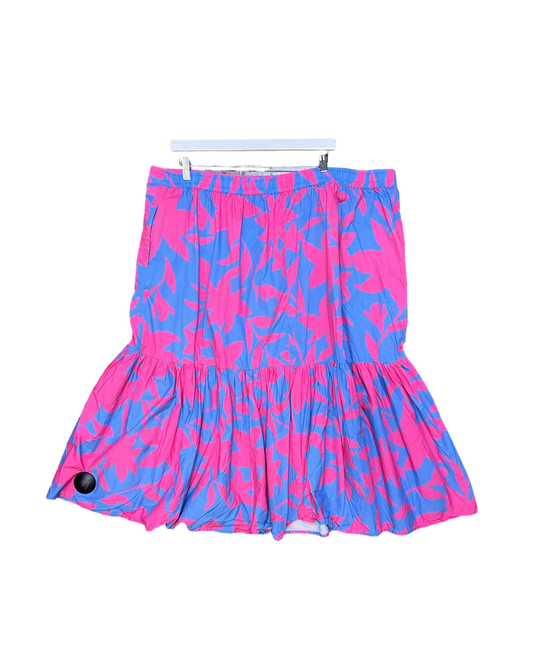 Size 22 | Commonry Pink and Blue Floral Drop Waist Skirt