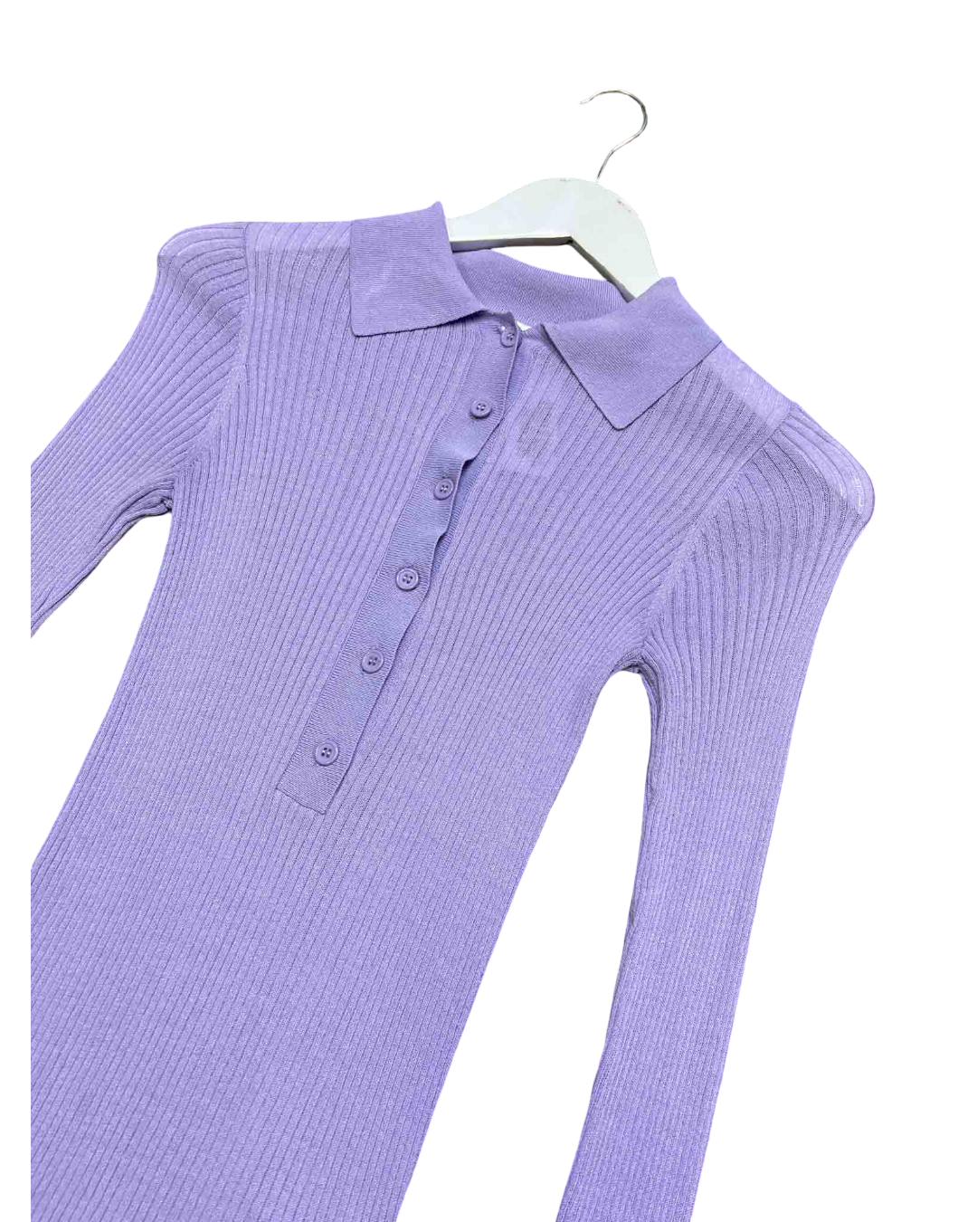 Size XXS | Henne Purple Ribbed Polo Top
