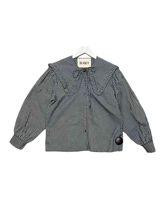 Size M | Blanca Blue Gingham Maja Blouse