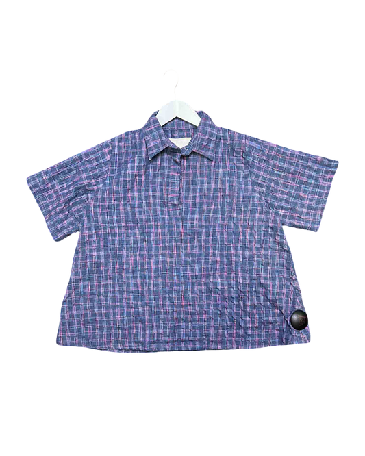 Size M | Kuwaii Blue and Pink Check Seersucker Shirt