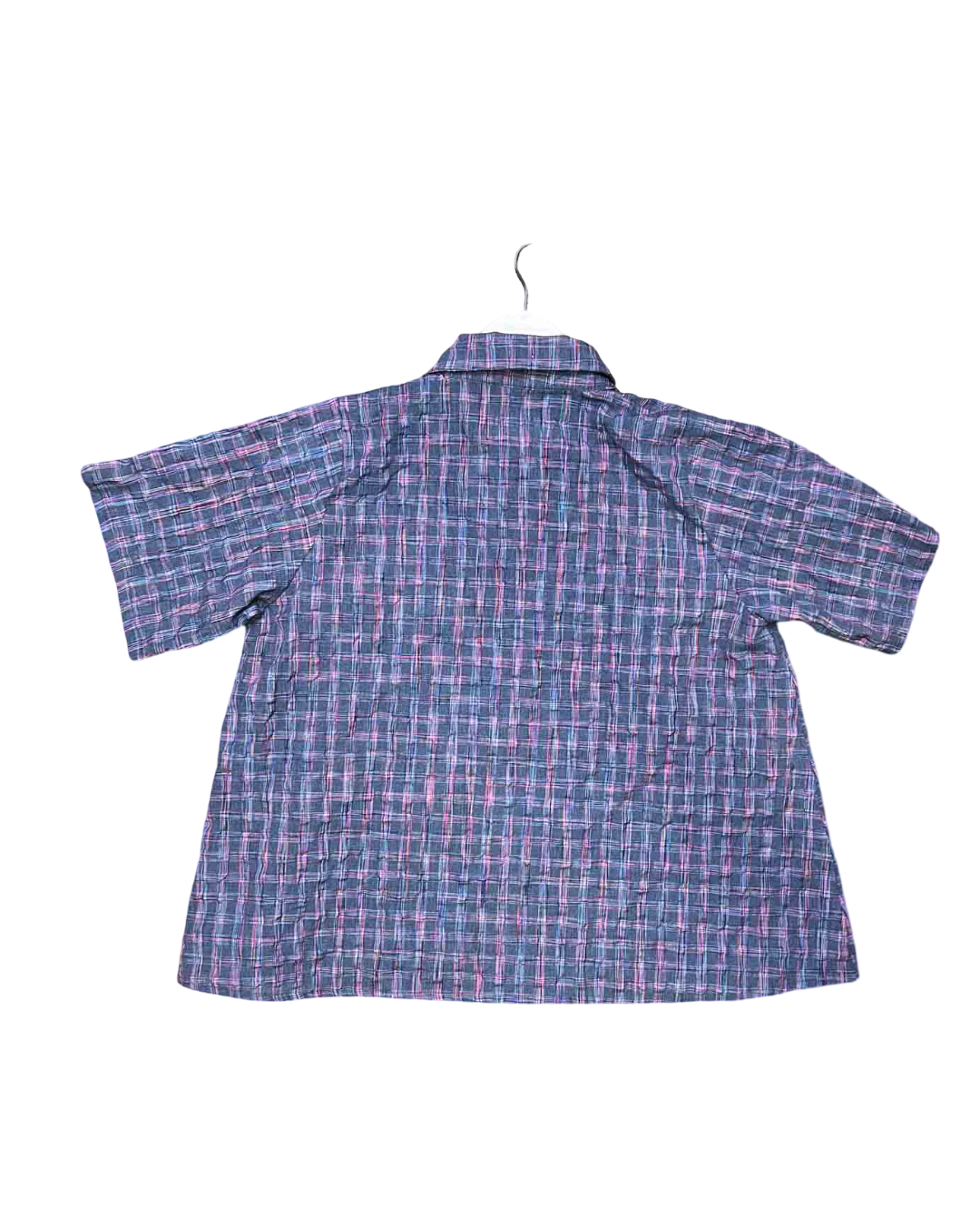 Size M | Kuwaii Blue and Pink Check Seersucker Shirt