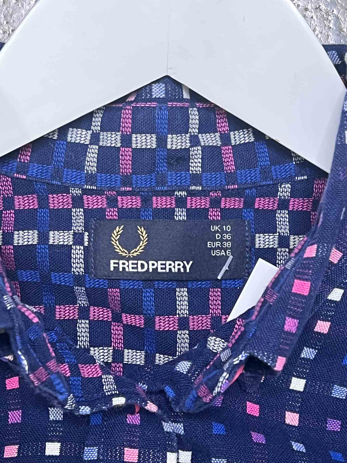 Size 10 | Fred Perry Blue and Pink Check Shirt