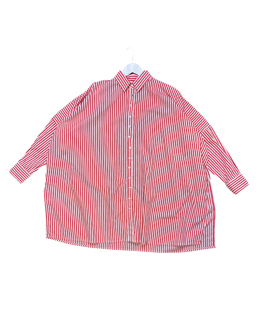 OSFM| Unikspace Red and White Striped Shirt Dress