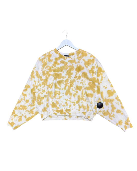 Size L | Bassike Yellow Tie Dye Crewneck Jumper