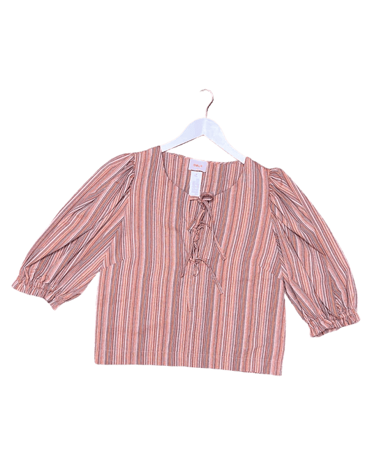 Size 18 | Obus Striped Cotton Tie-Up Top