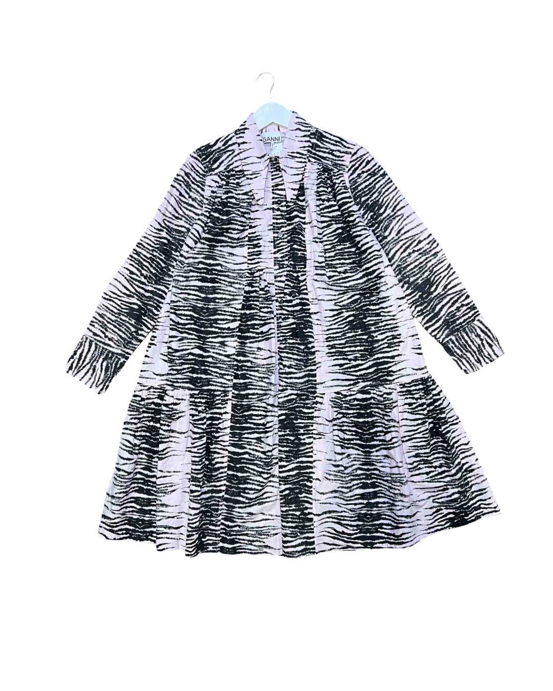 Size S | Ganni Pink Tiger Print Shirt Dress