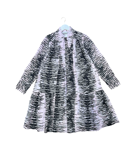 Size S | Ganni Pink Tiger Print Shirt Dress