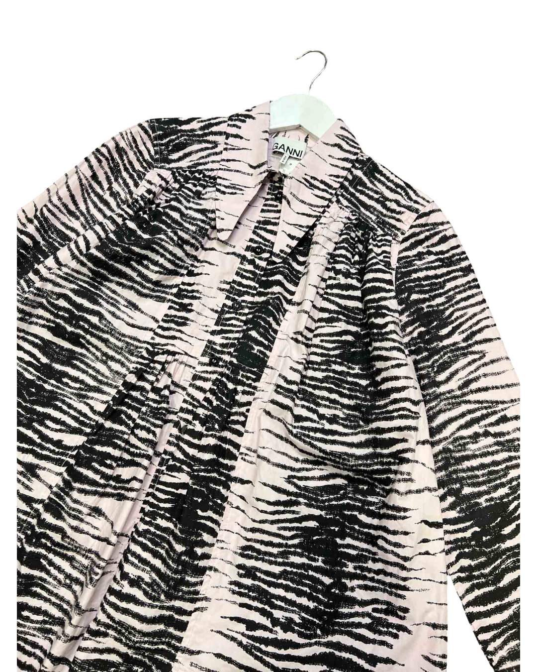 Size S | Ganni Pink Tiger Print Shirt Dress