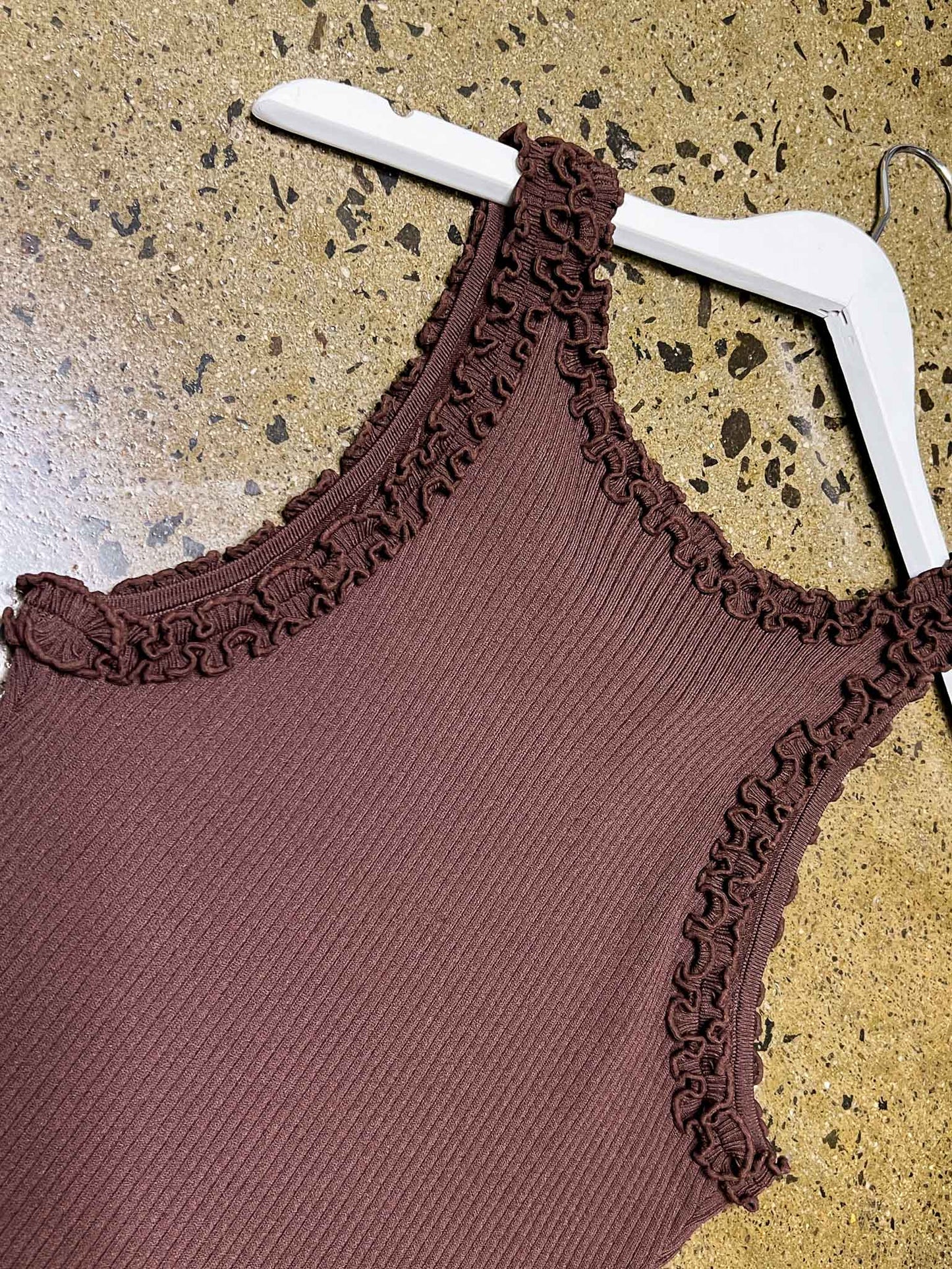 Size 18 | Ruby Chocolate Frilly Tank Top